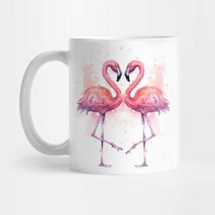 Flamingos Heart Watercolor Mug